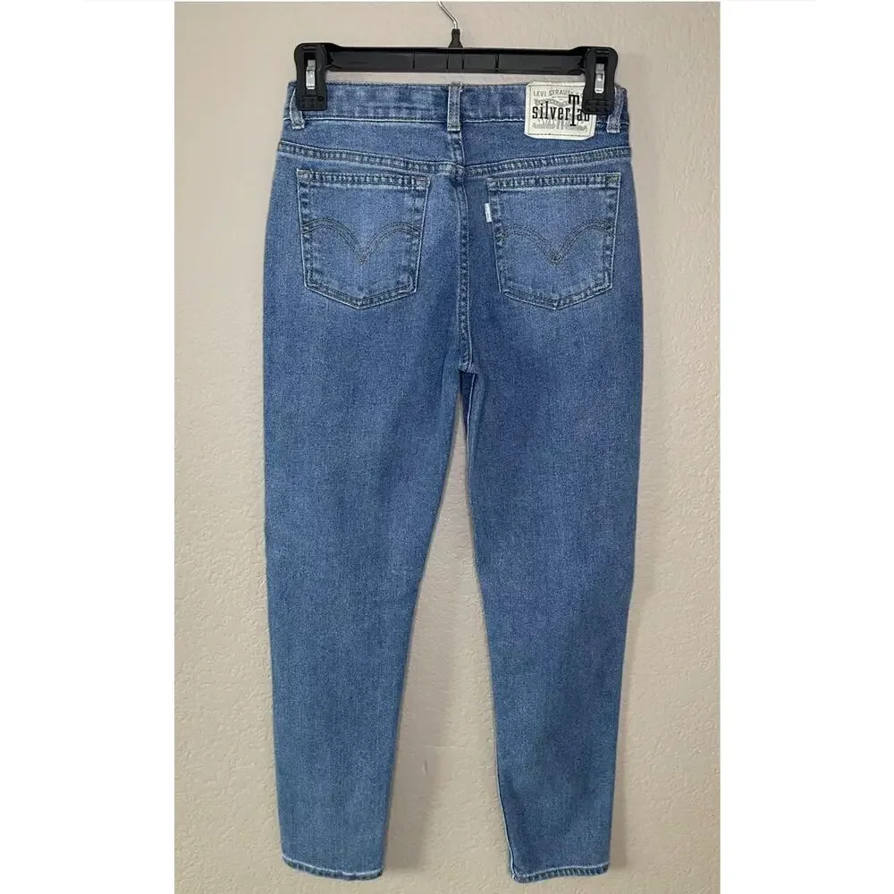 Levi's Girls Silver Tab Mini Mom High Rise Medium Wash Jeans Size 12 - EUC - Picture 3 of 12